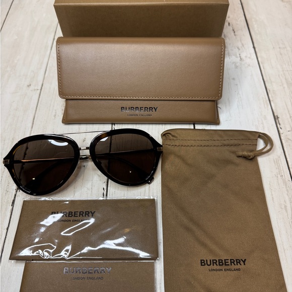 Burberry Jude Dark Havana Pilot Men's Sunglasses 300273 BE4377 300273 150/58 NEW - Picture 1 of 11